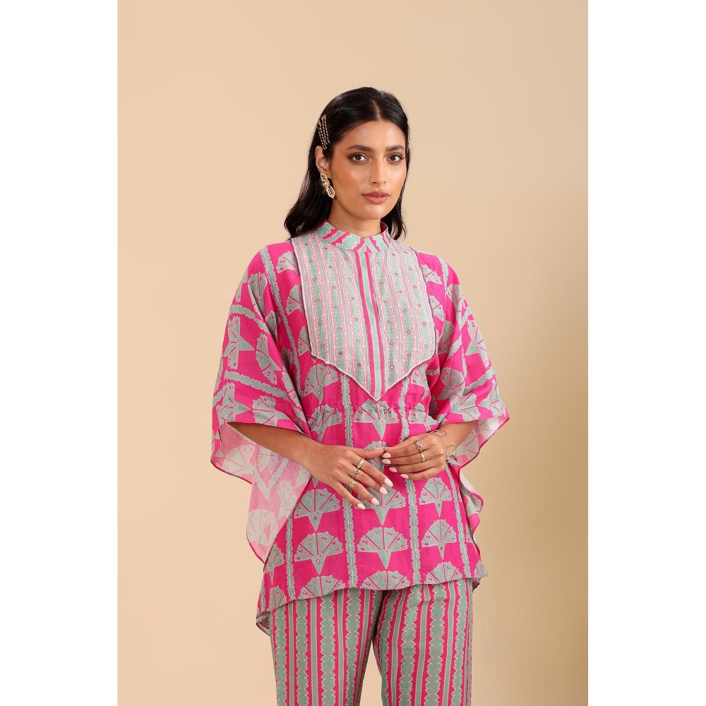 Soup by Sougat Paul Pink Naqsh Short Kaftan with Pant (Set of 2)