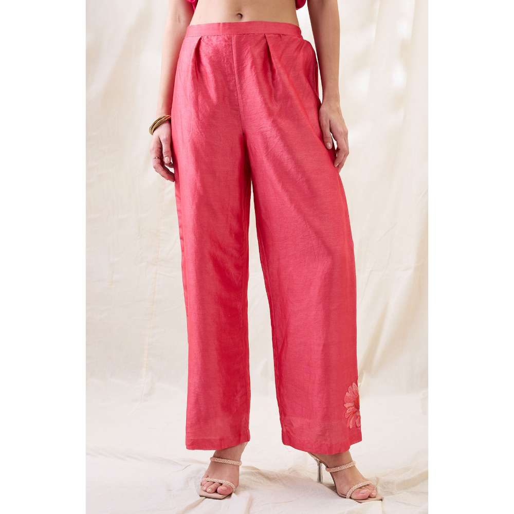 Soup by Sougat Paul Pink Ravya Appliqued Floral Print Co-Ord (Set of 2)