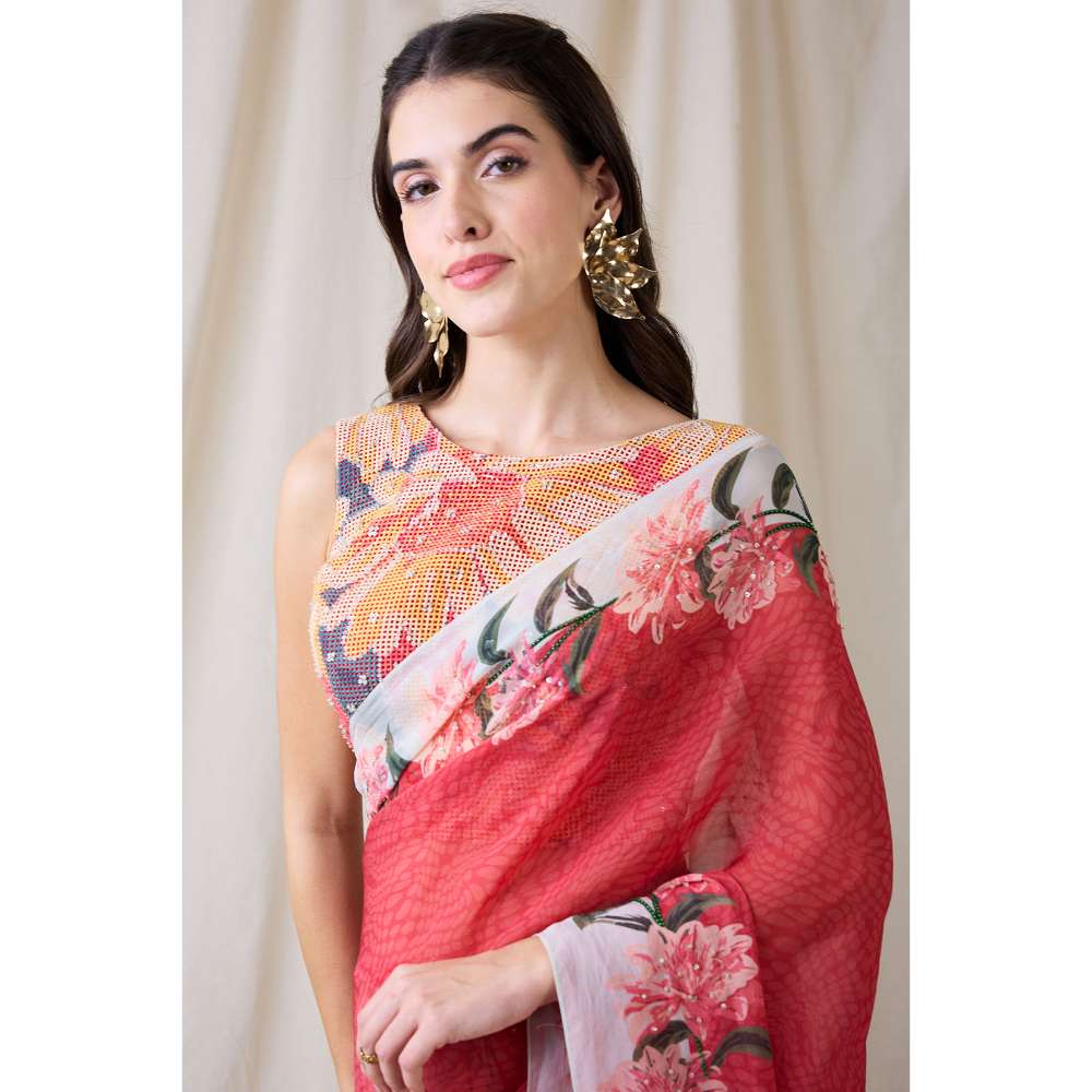Soup by Sougat Paul Ravya Embellished Pre Draped Saree with Stitched Blouse