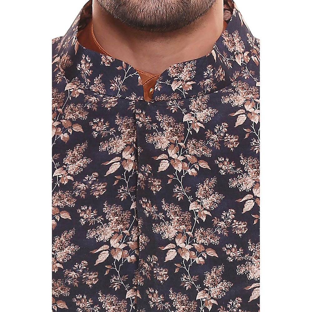 Soup by Sougat Paul Rust Orange Kurta with Dhoti Pants Paired with Floral Jacket