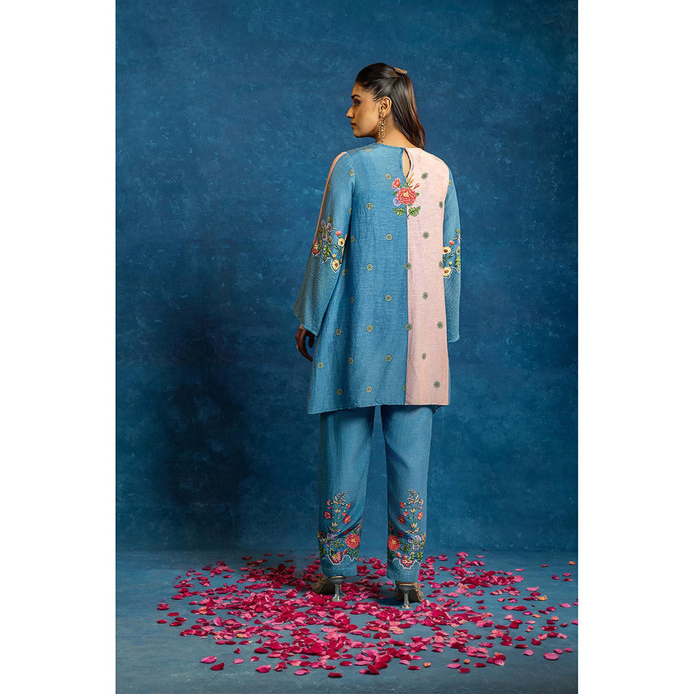 Soup by Sougat Paul Baghira Appliqued Blue Kurti with Pant