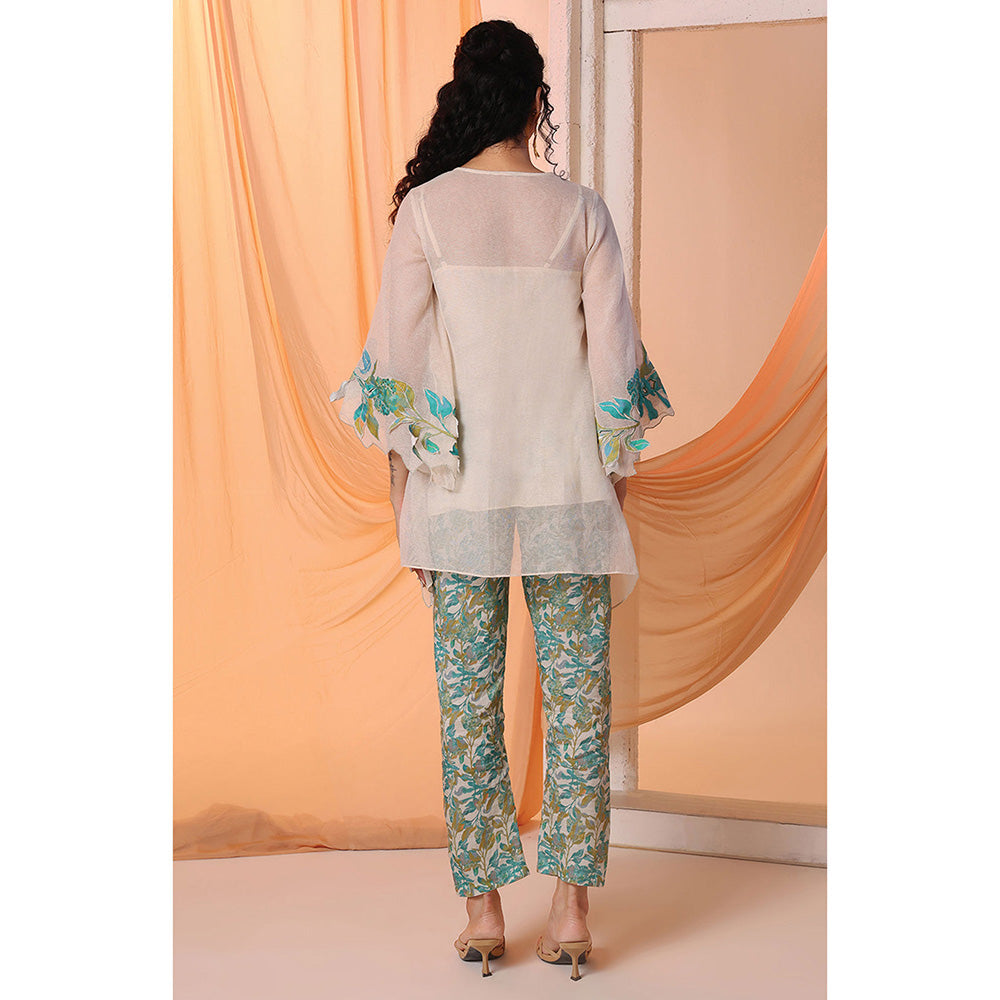 Soup by Sougat Paul Aarani Appliqued Off White Tunic with Pant