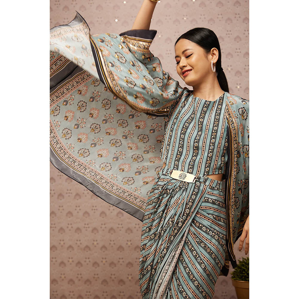 Soup by Sougat Paul Sarouk Embroidered Drape Dress with Cape