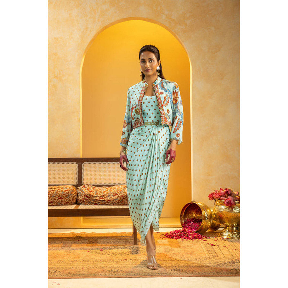 Soup by Sougat Paul Rangtara Embellished Drape Dress with Cape