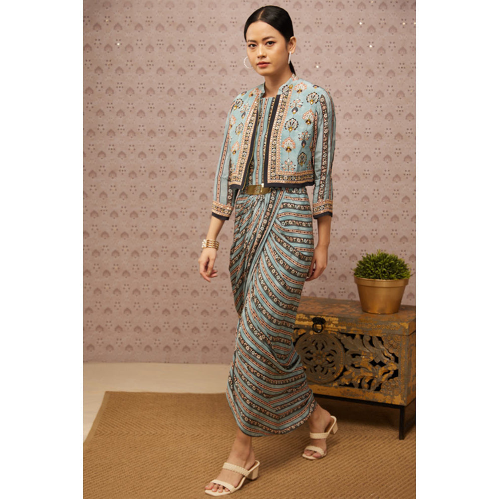 Soup by Sougat Paul Sarouk Printed Drape Dress with Jacket