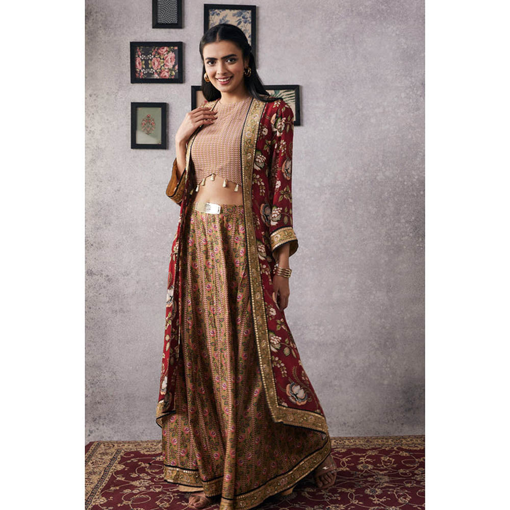 Soup by Sougat Paul Mehr Red Embroidered Lehenga Choli with Jacket