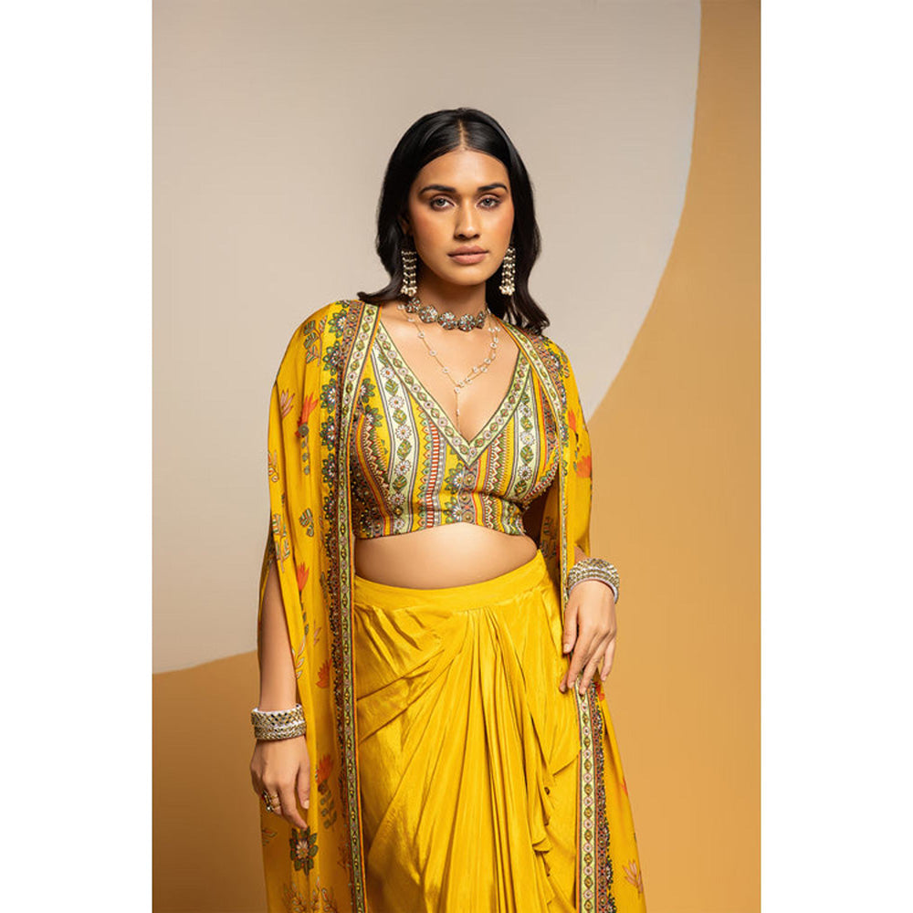 Soup by Sougat Paul Taarani Embellished Top with Skirt and Cape