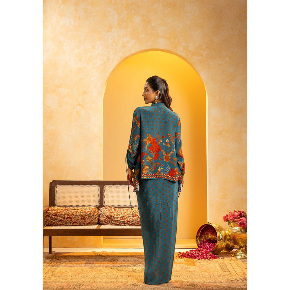 Soup by Sougat Paul Rangtara Blue Shirt with Skirt