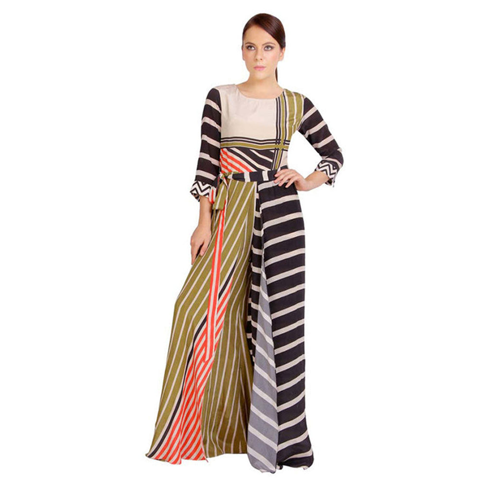 Soup by Sougat Paul Stripes Printed Multicolour Jumpsuit