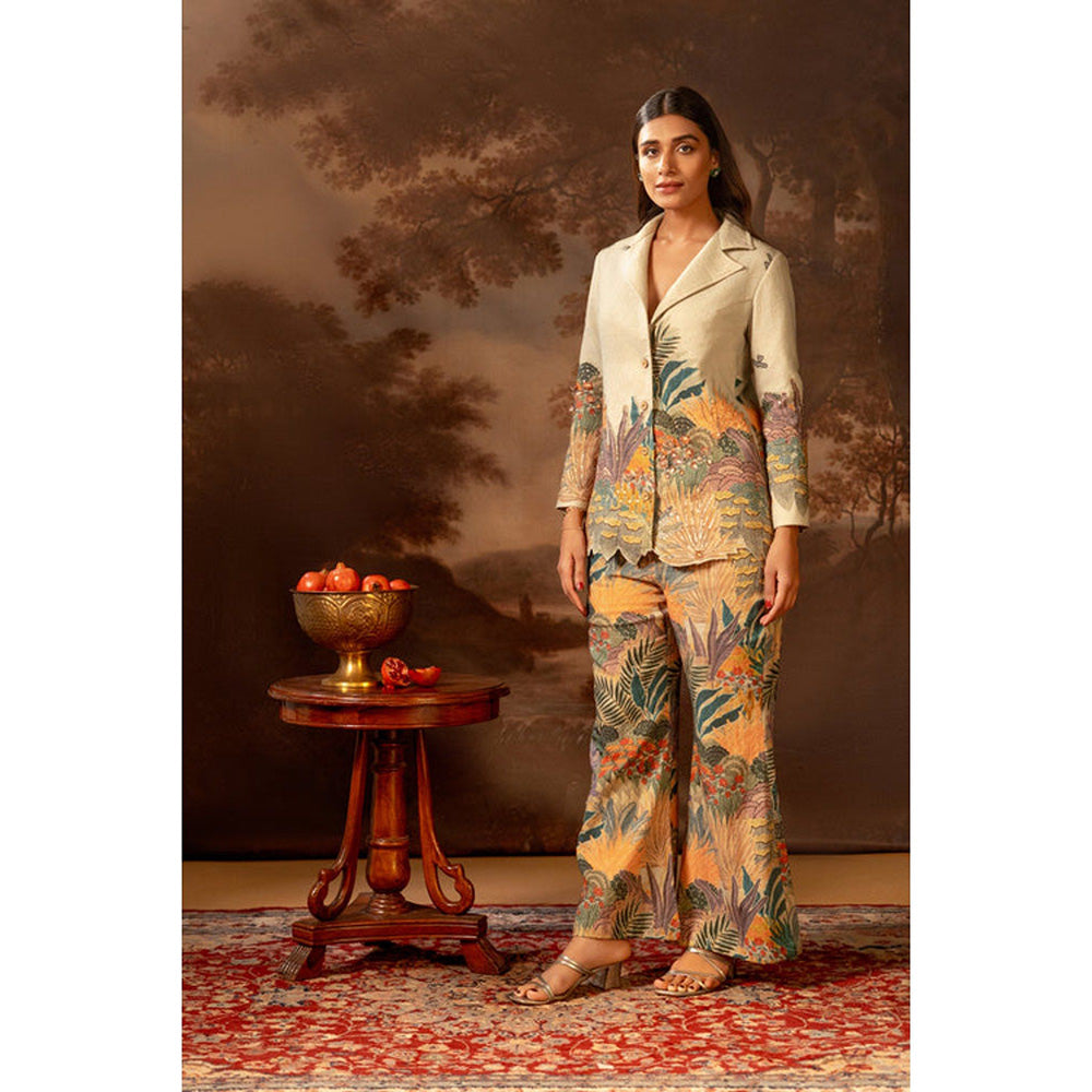 Soup by Sougat Paul Kaira Embroidered Green Blazer with Pant Co-Ord