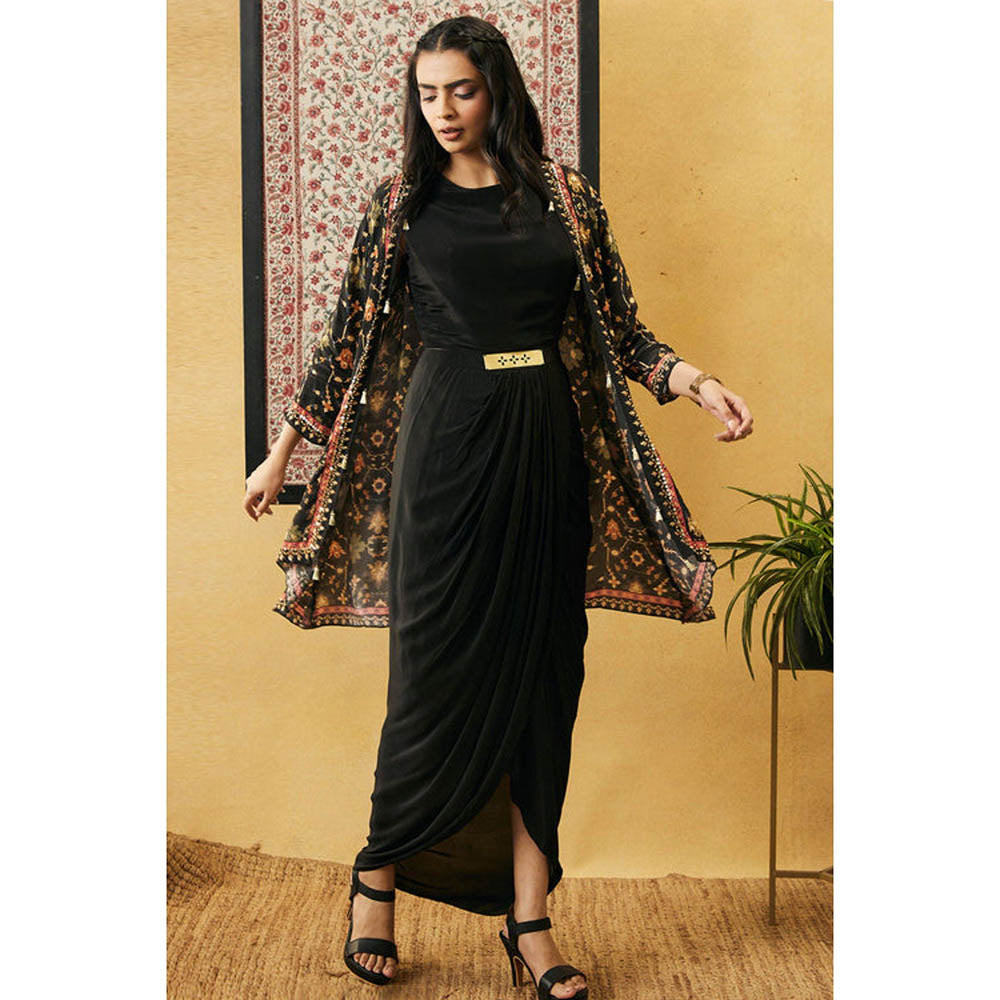 Soup by Sougat Paul Zahra Solid Drape Dress with Jacket