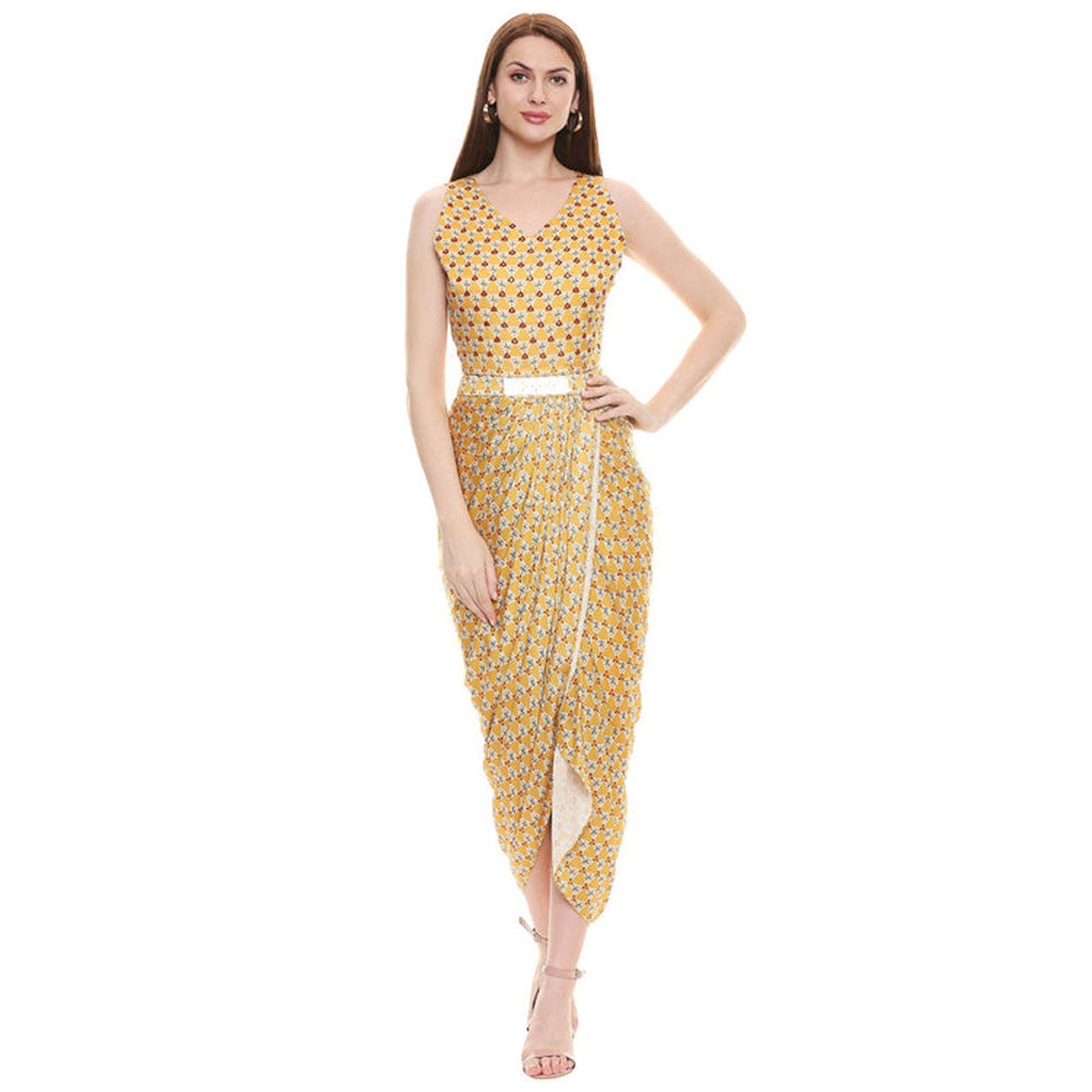 Soup by Sougat Paul Applique Printed Dress with Jacket