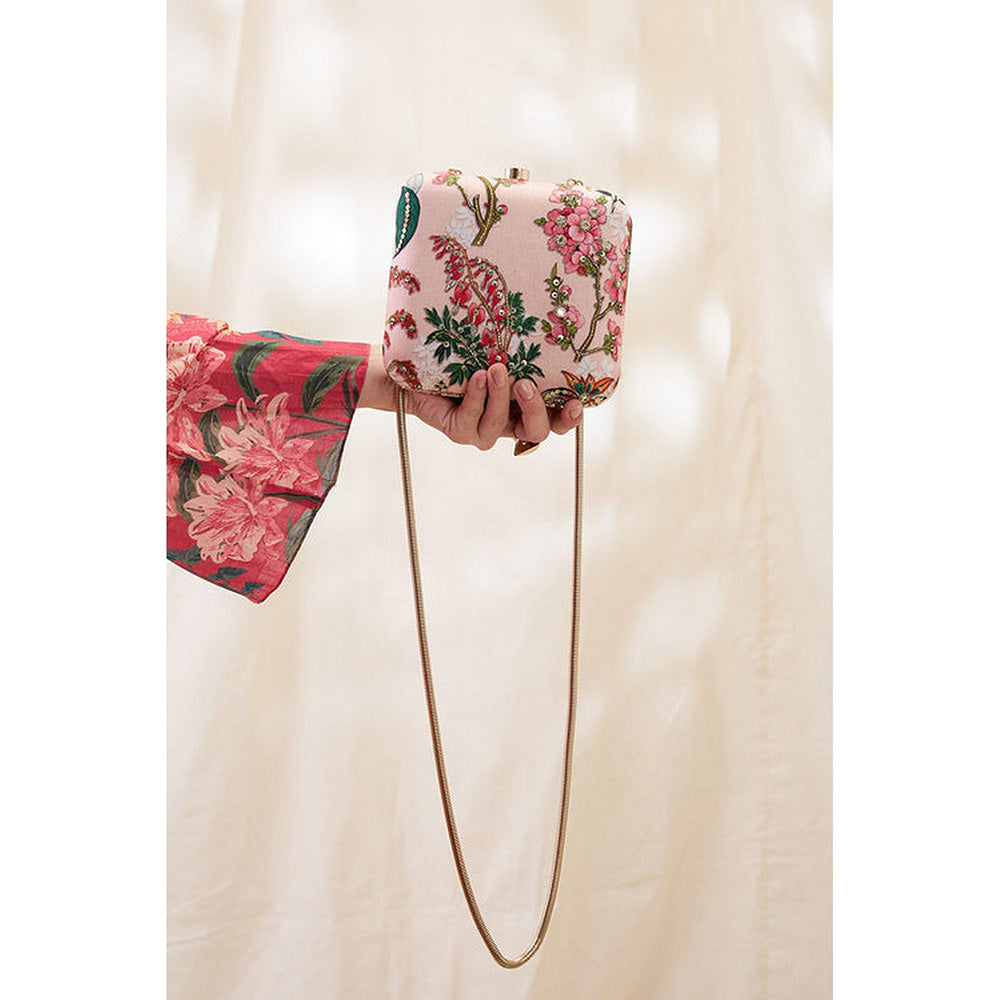 Soup by Sougat Paul Women Beige Silk Clutch