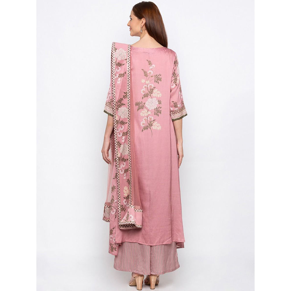 Soup by Sougat Paul Pink Floral Kurta With Palazzo And Dupatta (Set of 3)