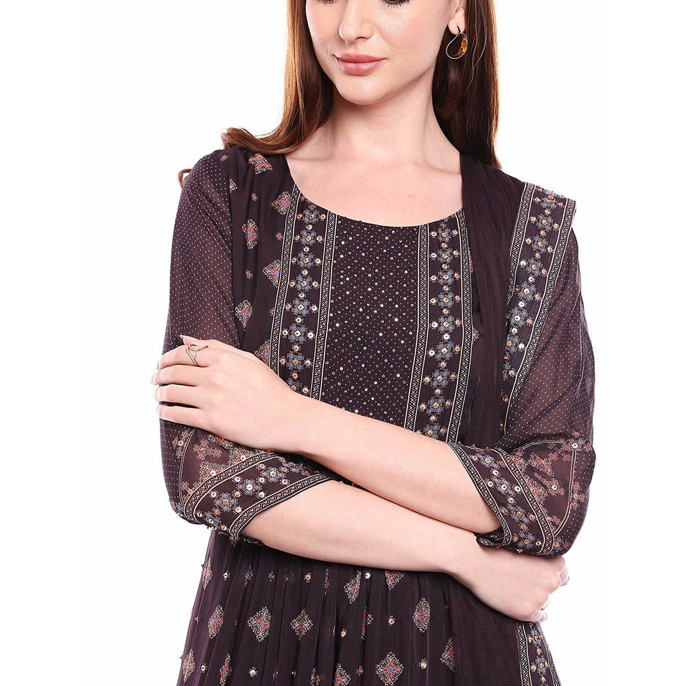 Soup by Sougat Paul Brown Kurta With Palazzo & Dupatta (Set of 3)