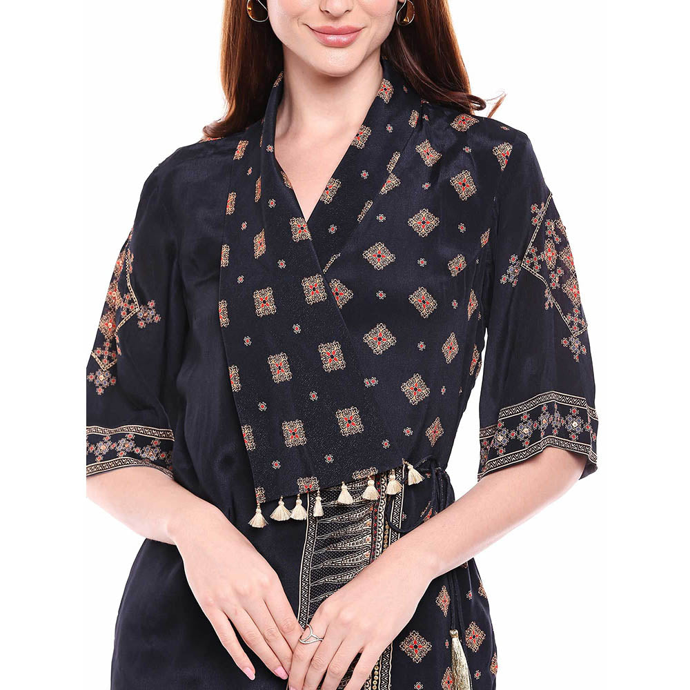 Soup by Sougat Paul Black Jacket With Dhoti (Set of 2)