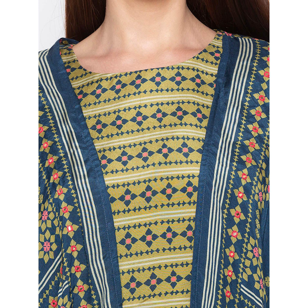 Soup by Sougat Paul Olive Crop Top With Palazzo And Jacket (Set of 3)