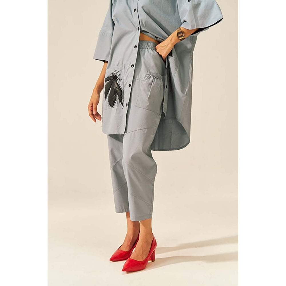 SPACE Two Piece Grey Tunic Style Shirt And Elasticated Pant