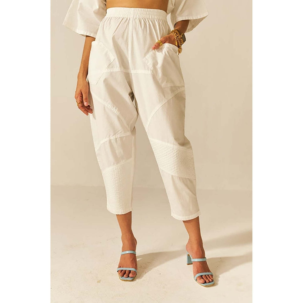 SPACE Ikigai White Top And Bag Pant