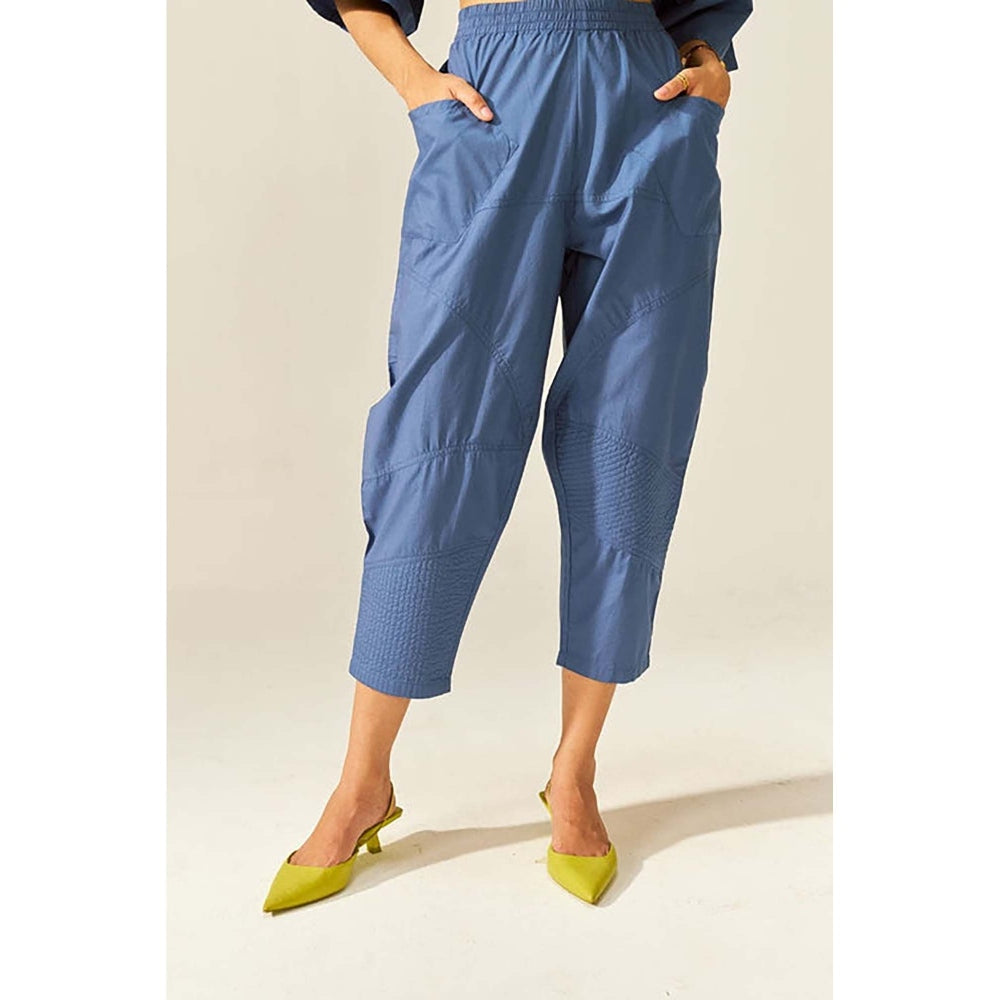 SPACE Ikigai Blue Top And Bag Pant