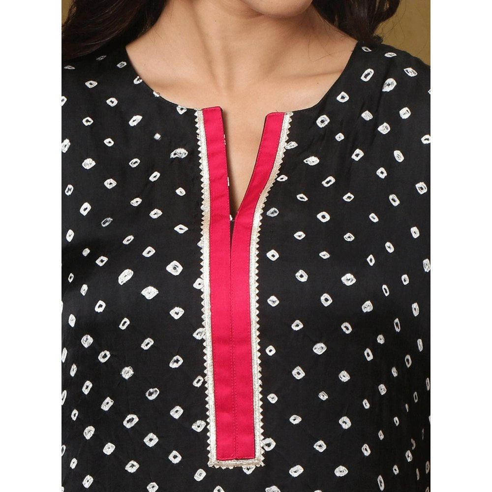 Spring Soul Color Block Modal Silk Bandhani Print Kurta