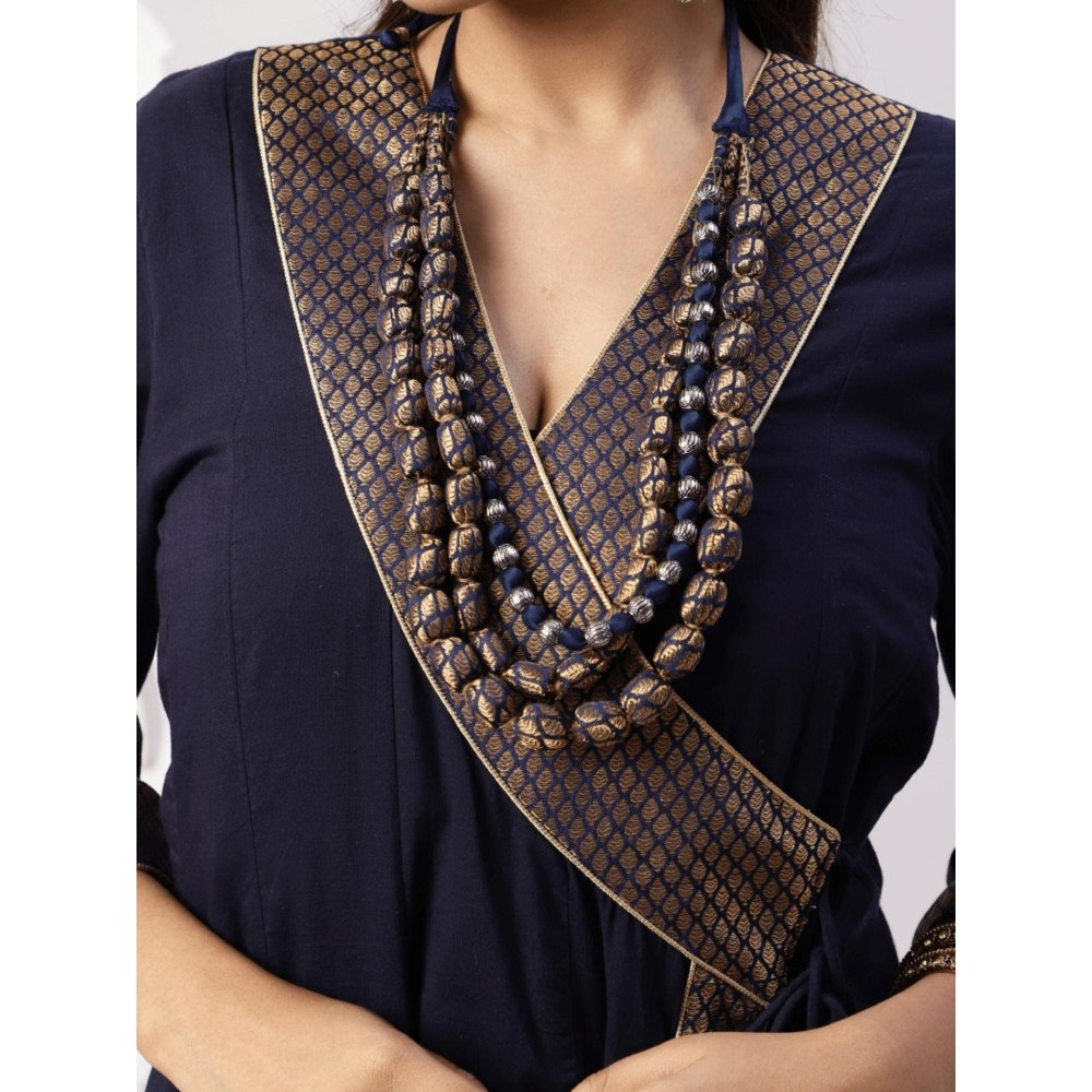 Spring Soul Cotton Mulmul Floor Length Full Ghera Angarkha Brocade and Zari Detailing Kurta