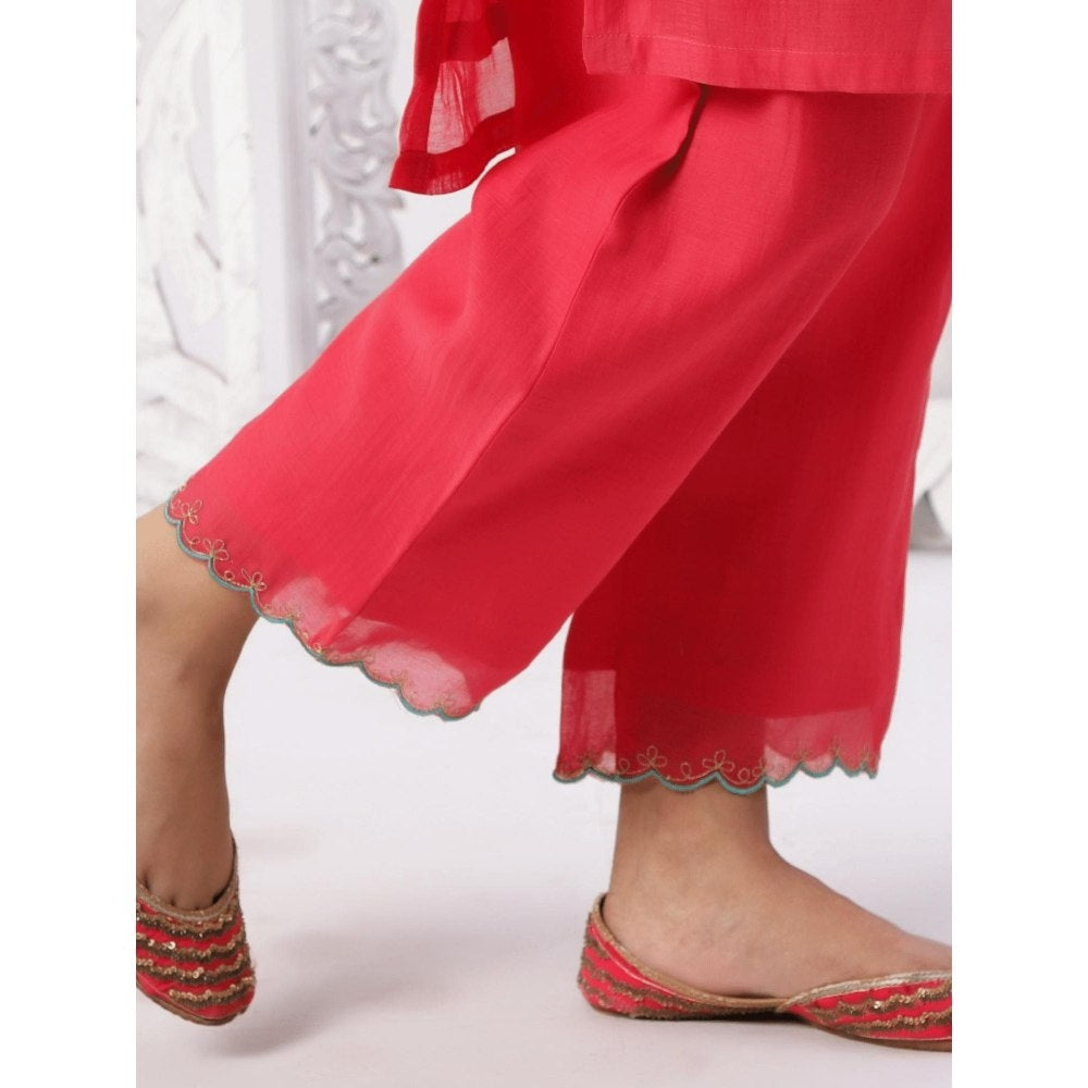 Spring Soul Chanderi Embroidered Kurta and Pant with Organza Dupatta (Set of 3)