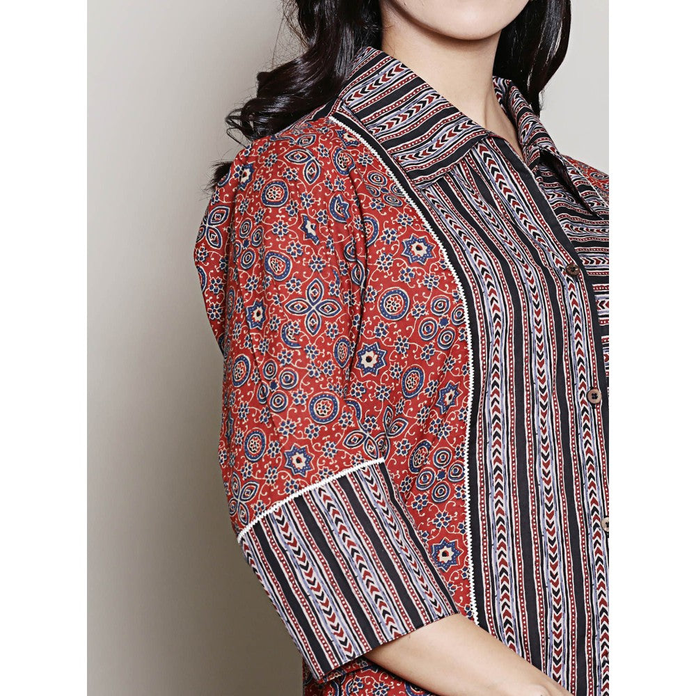 Spring Soul Cotton Maroon Shirt Dress