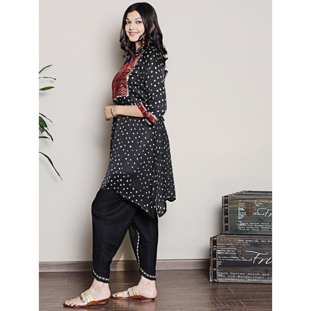 Spring Soul Bandhani Asymmetric Kurta with Yoke Detailing