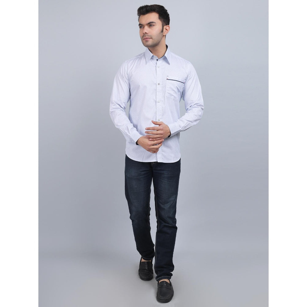 Spring Soul Blue Cotton Printed Full Sleeves Shirt