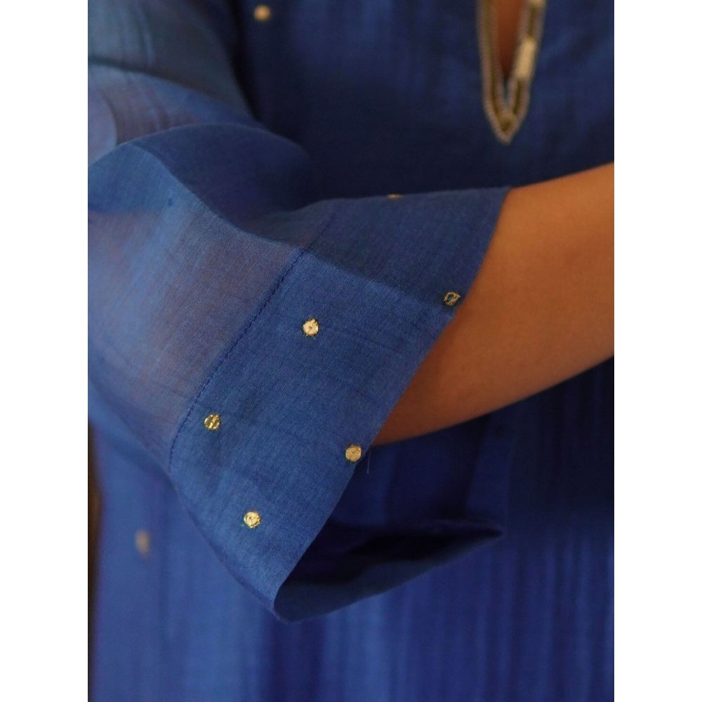 Spring Soul Blue Sequin-Embellished Chanderi Kurta