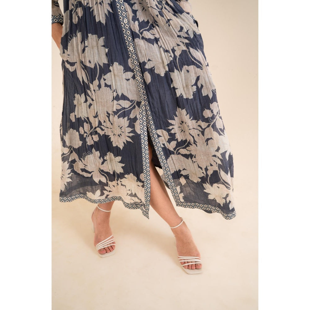 Sshilpa Samriya Indigo Blue Floral Print Maxi Dress