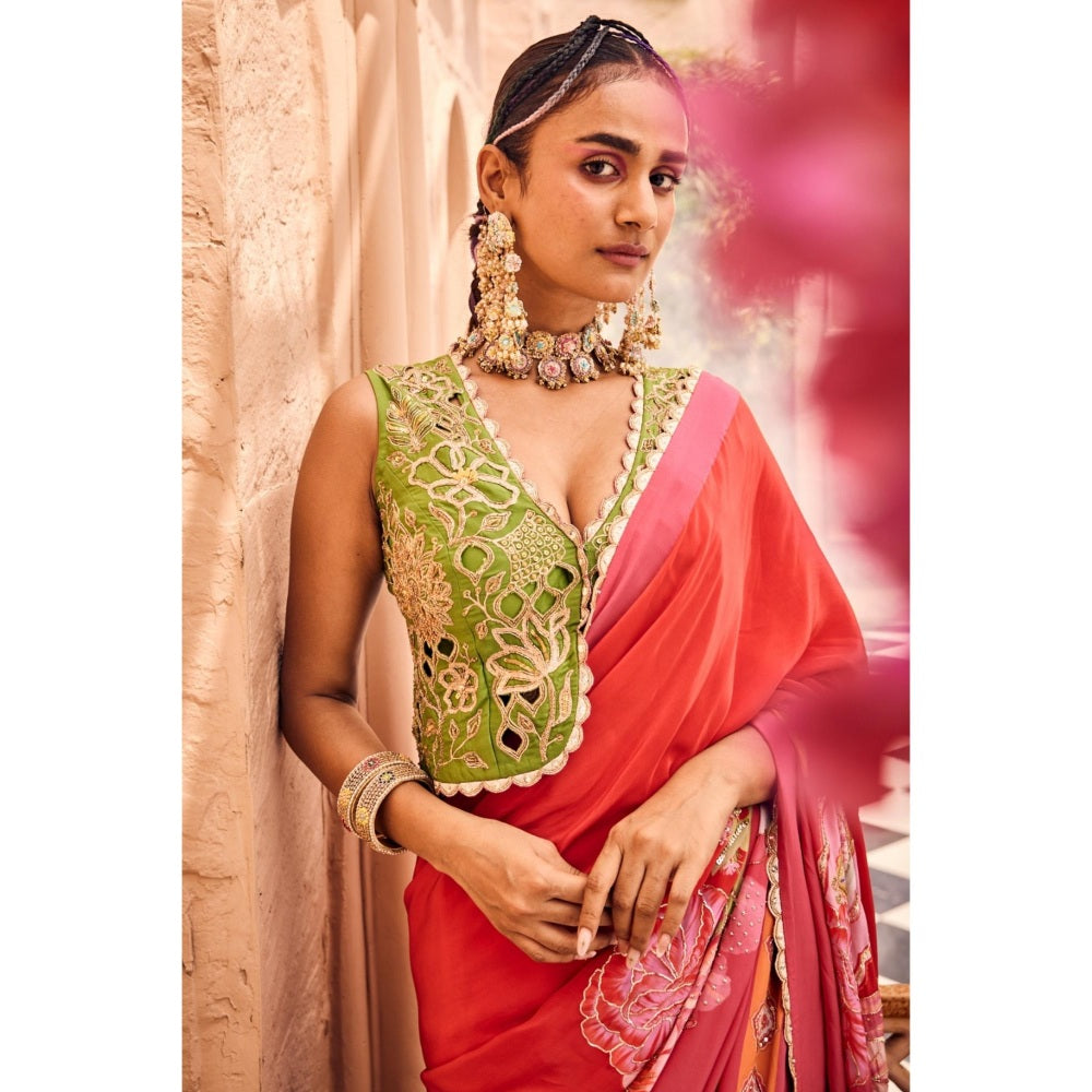 Sshilpa Samriya Embroidered Saree with Stitched Blouse and Petticoat