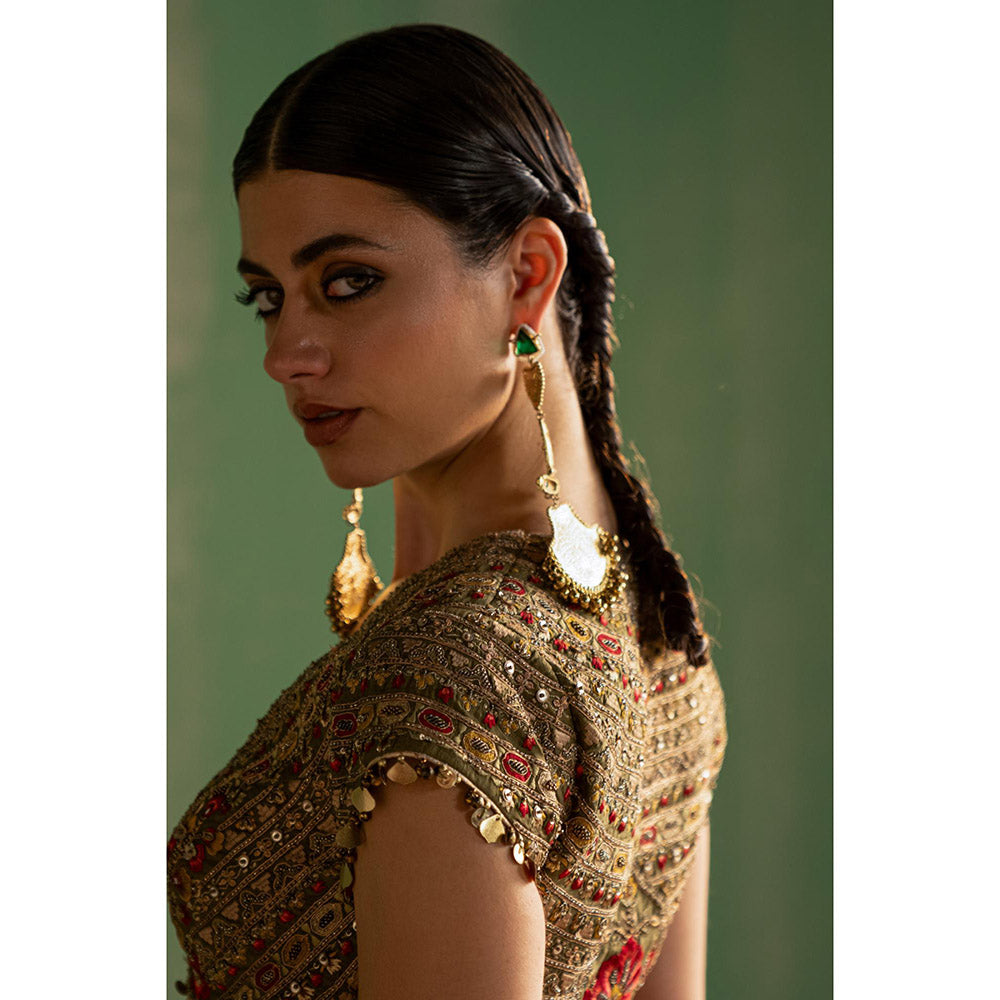 STUDIO BAGECHAA Arohi Multi Color Embellished Lehenga with Blouse and Dupatta (Set of 3)