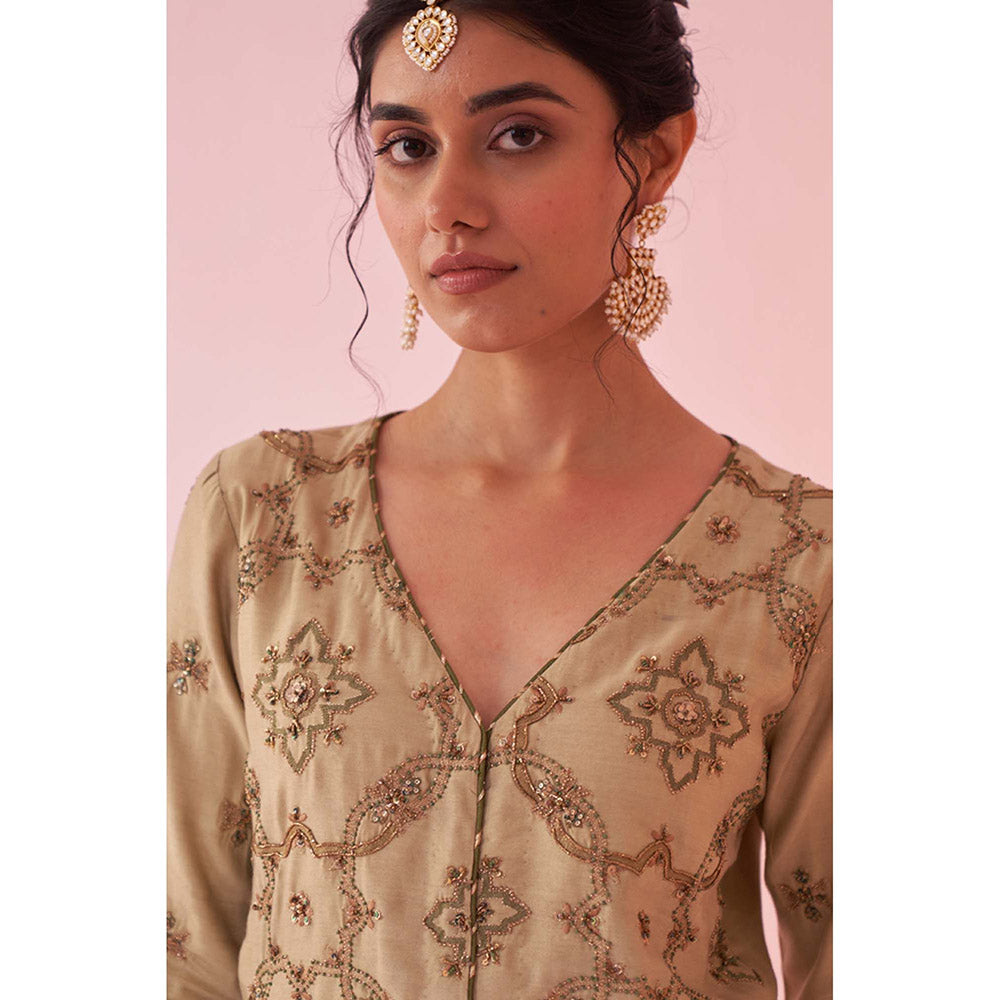 STUDIO BAGECHAA Gazal Green Sharara with Kurti (Set of 2)