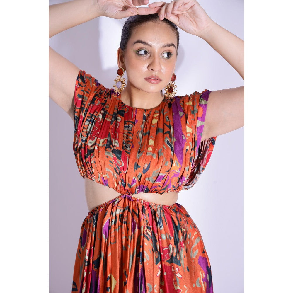 Studio Surbhi Orange Printed Maxi Dress