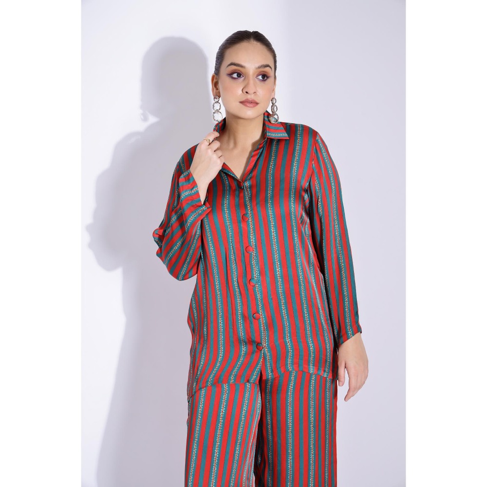 Studio Surbhi Red Stripes Relaxed Co-Ord (Set of 2)