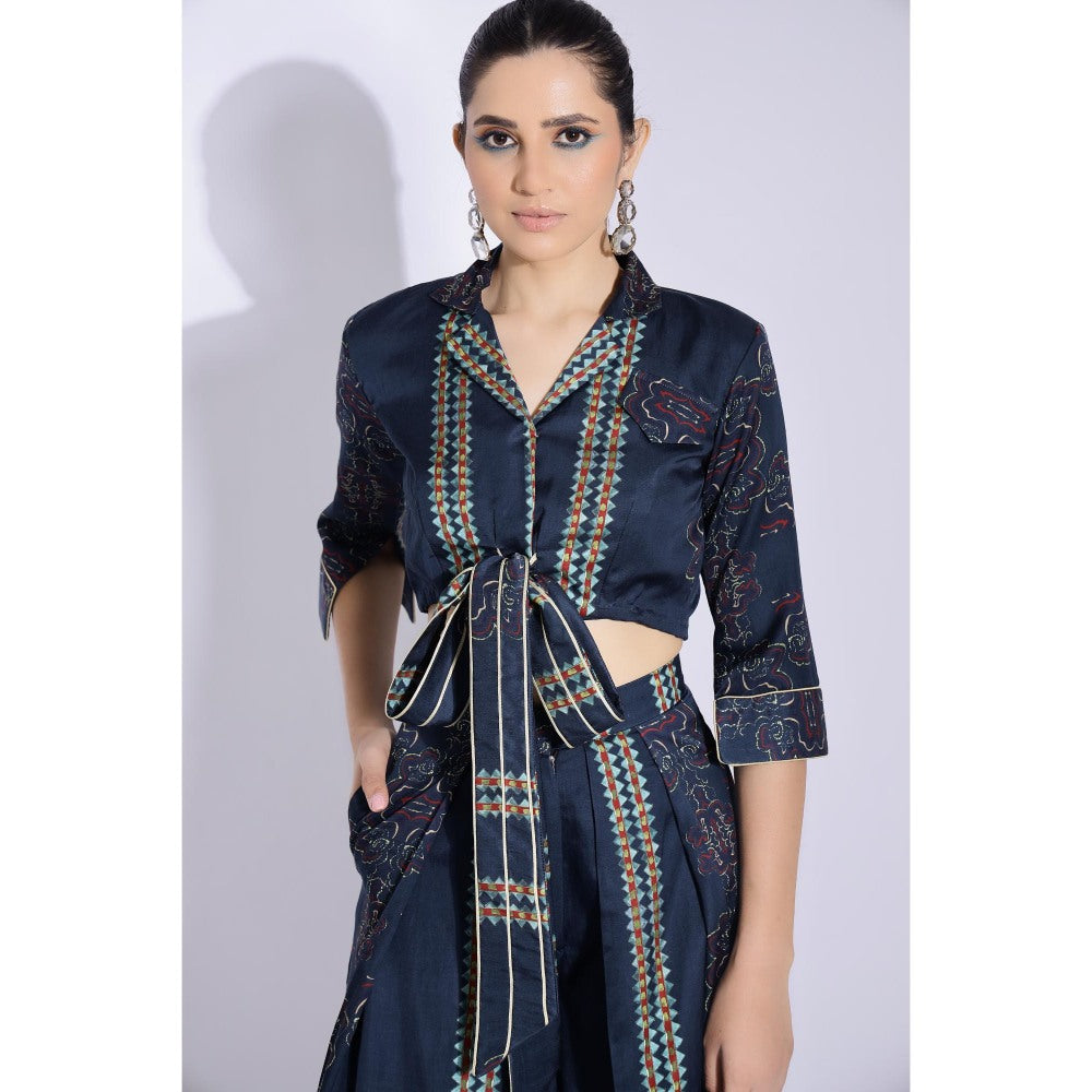 Studio Surbhi Navy Blue Printed Co-Ord (Set of 2)
