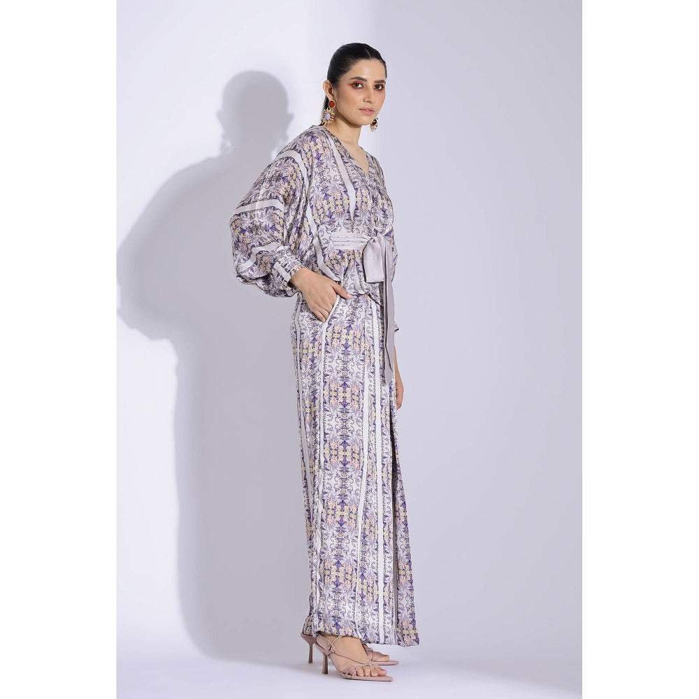 Studio Surbhi Grey Kimono Printed Co-Ord (Set of 3)
