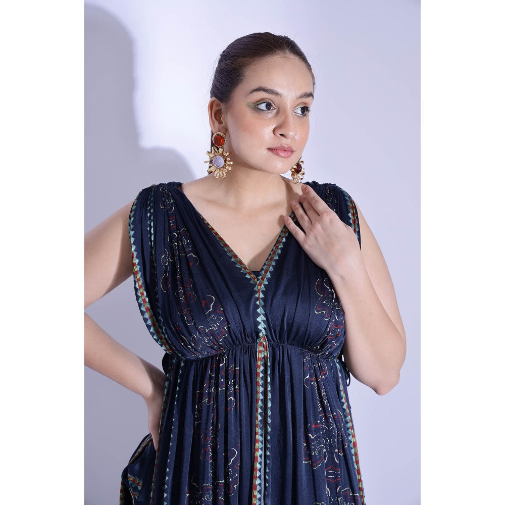 Studio Surbhi Georgette Satin Printed Kurta with Blouse and Pant (Set of 3)