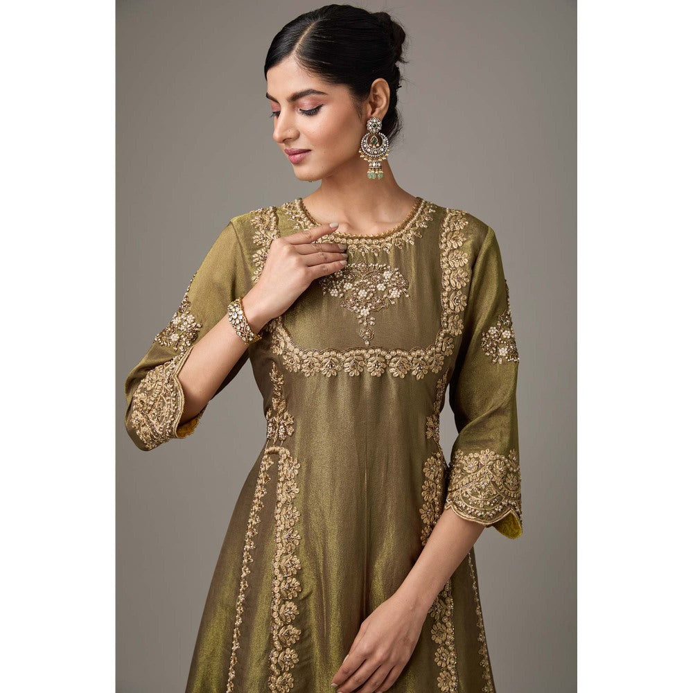 Studio A Green A-Line Short Anarkali with Salwar and Dupatta (Set of 3)