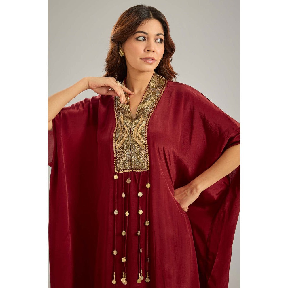 Studio A Maroon Kaftan with Palazzo (Set of 2)