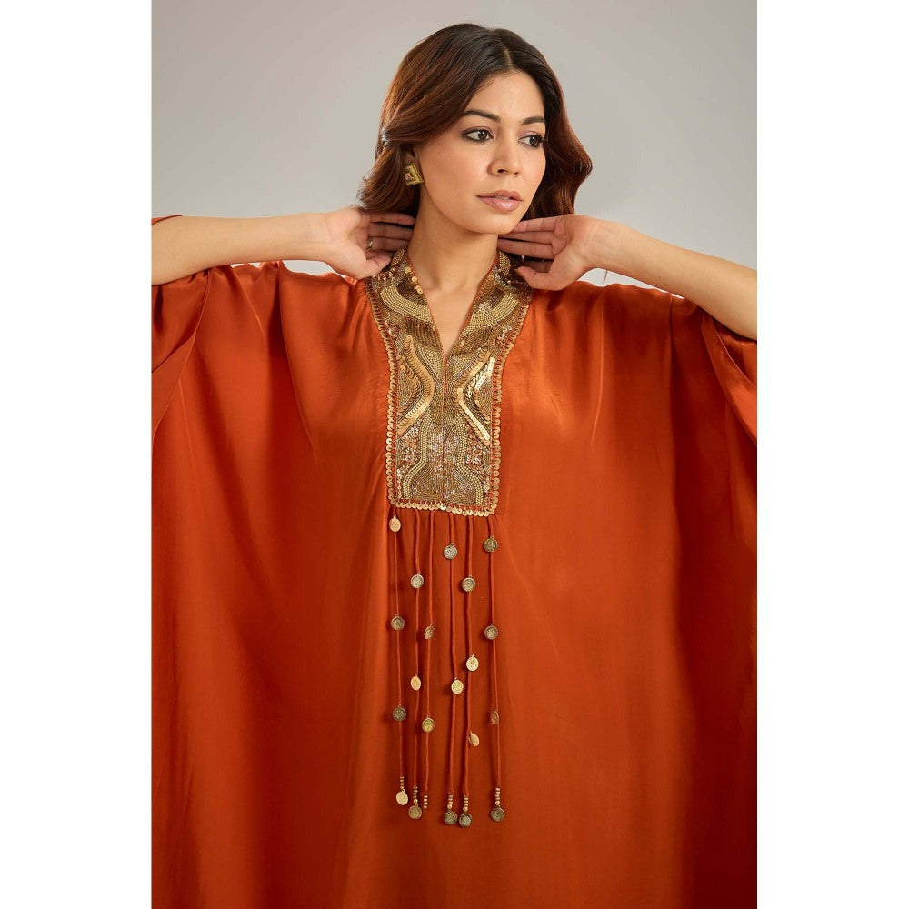 Studio A Orange Kaftan with Palazzo (Set of 2)