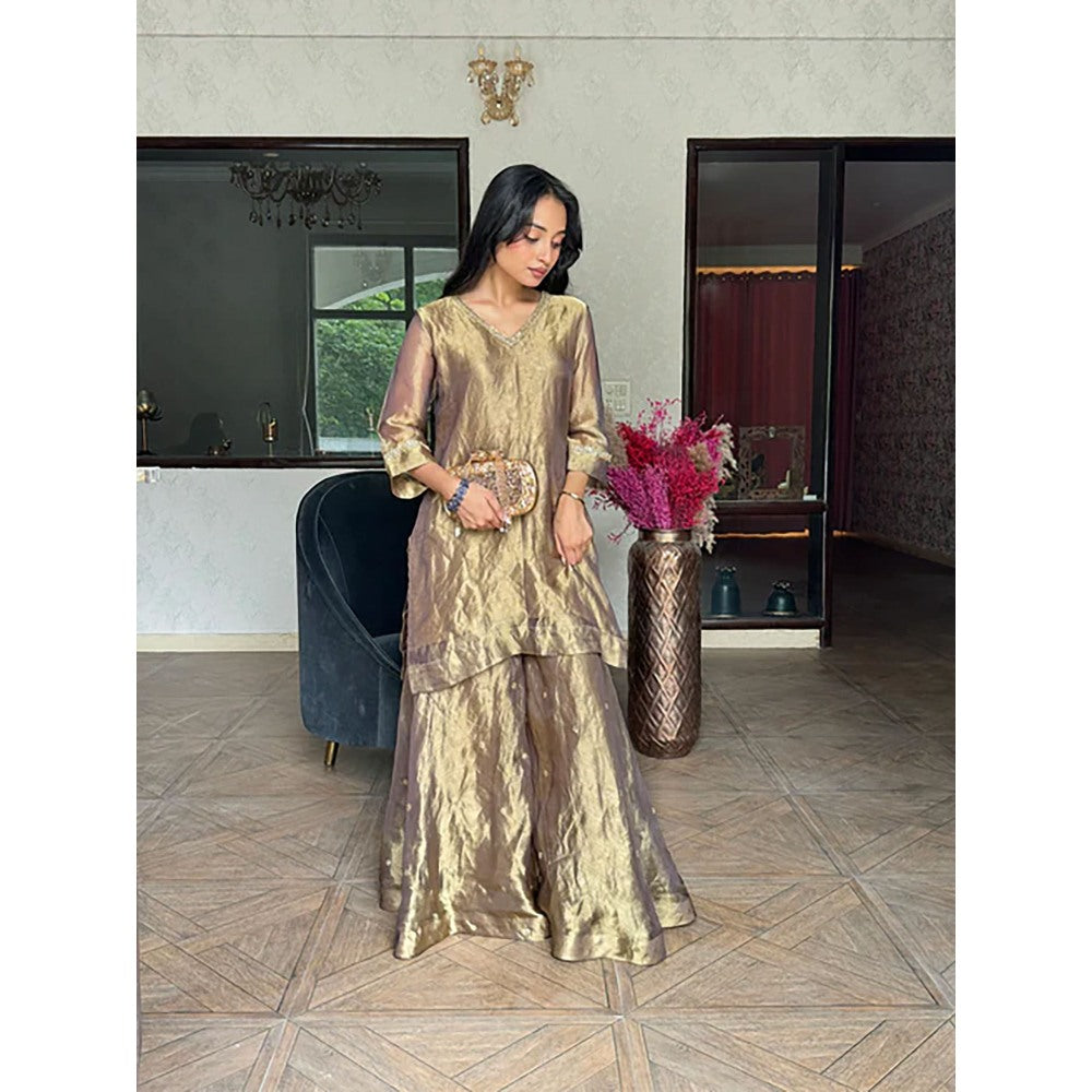 Studio Chiraiya Gold Hand Work Palazzo with Kurta (Set of 2)