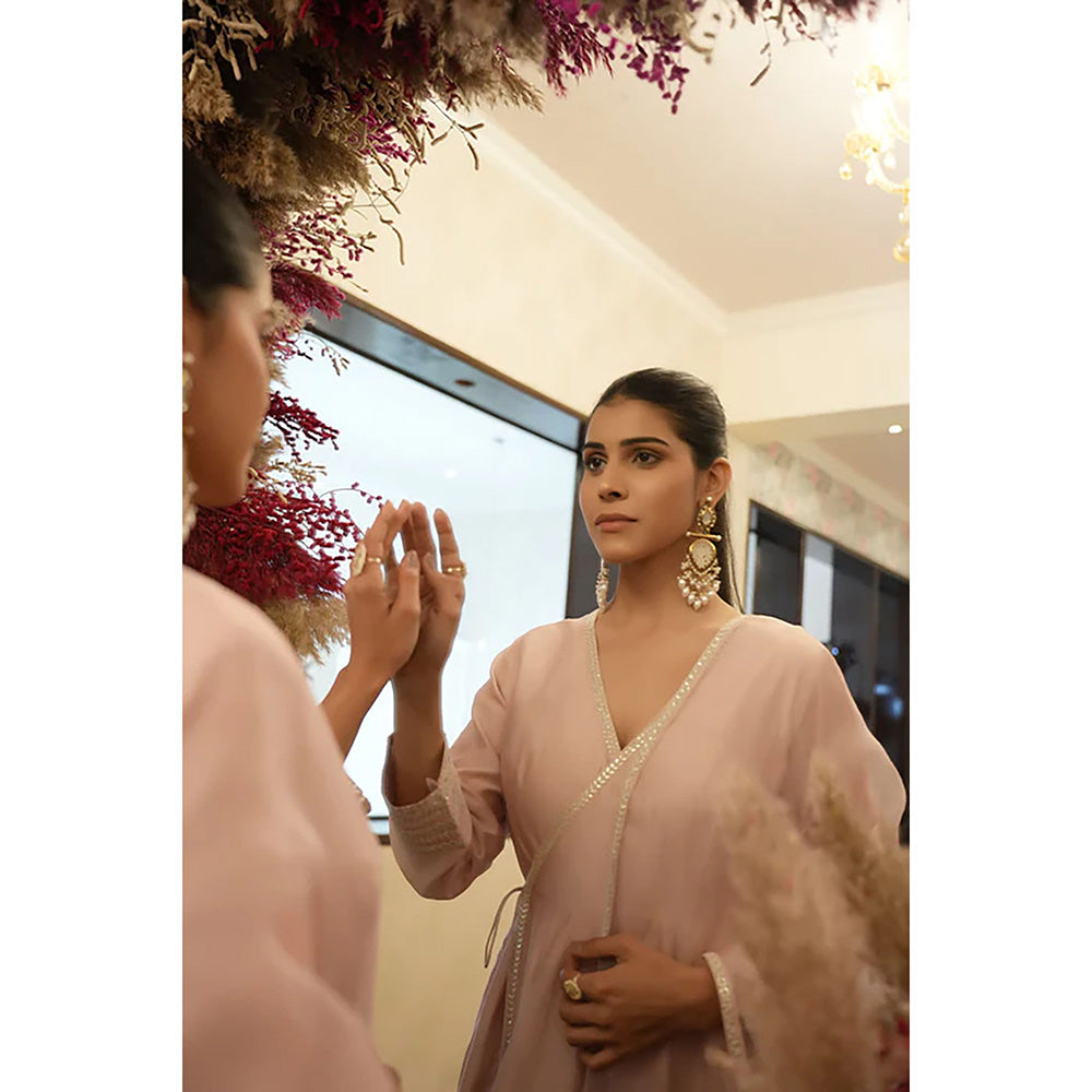 Studio Chiraiya Blush Pink Angrakha with Pant and Dupatta (Set of 3)