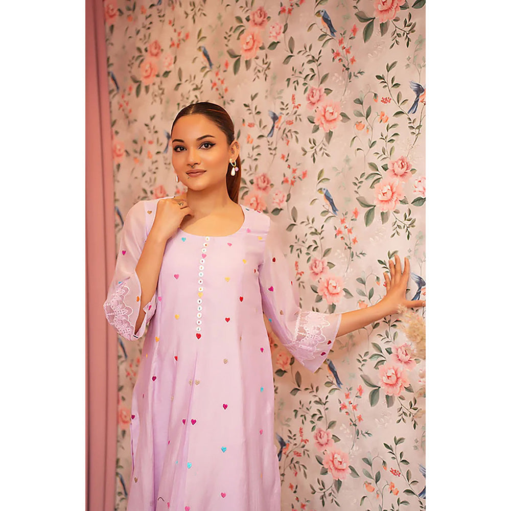 Studio Chiraiya Lavender Pure Chanderi Kurta with Pant (Set of 2)