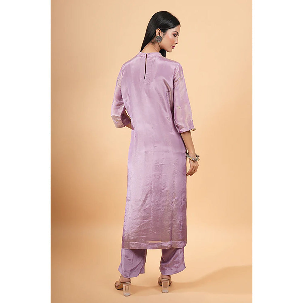 Studio Chiraiya Makhmal Lavender Embellished Kurta with Pant (Set of 2)