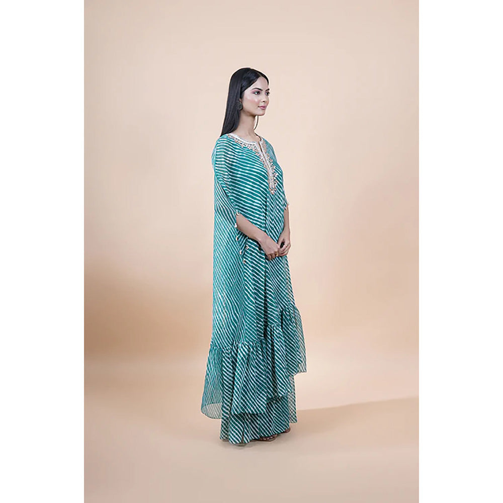 Studio Chiraiya Green Cape Sleeve Kurta with Palazzo (Set of 2)