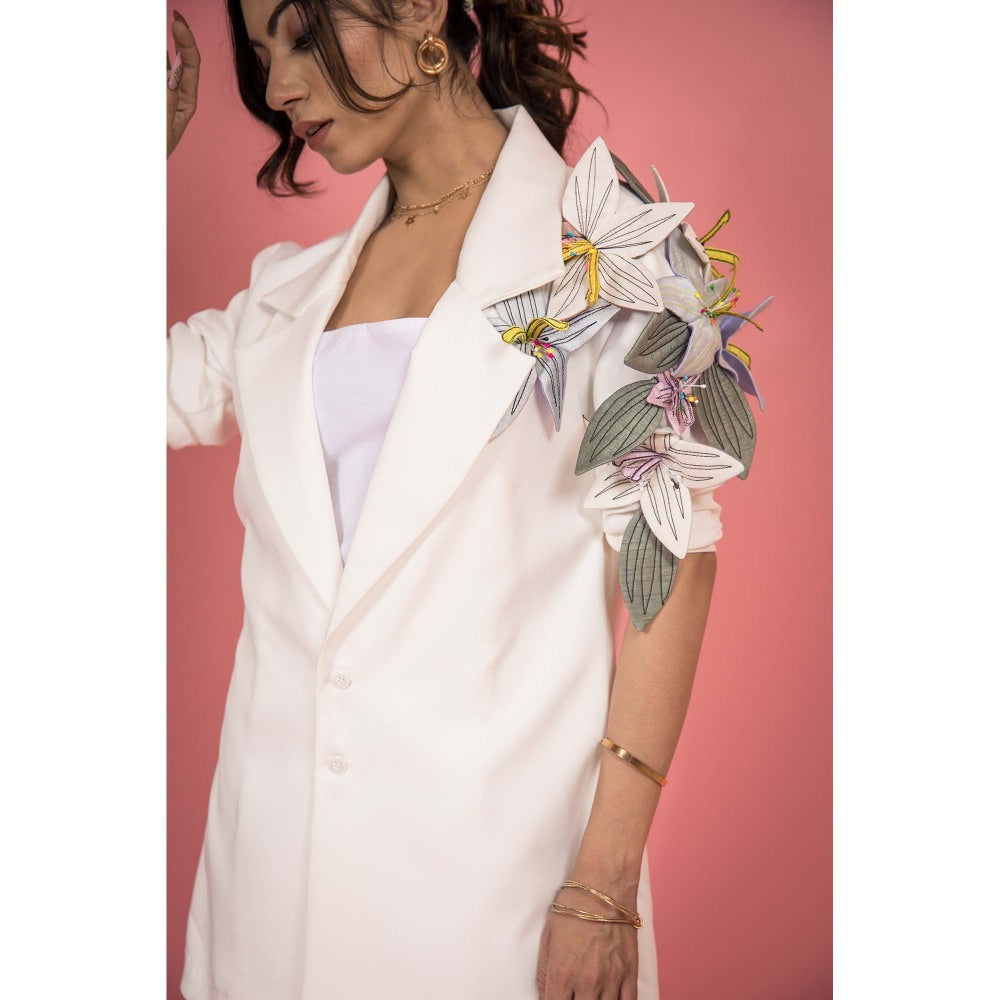 SUBTLE Off White Gulnaz Blazer Mini Dress with Inner (Set of 2)