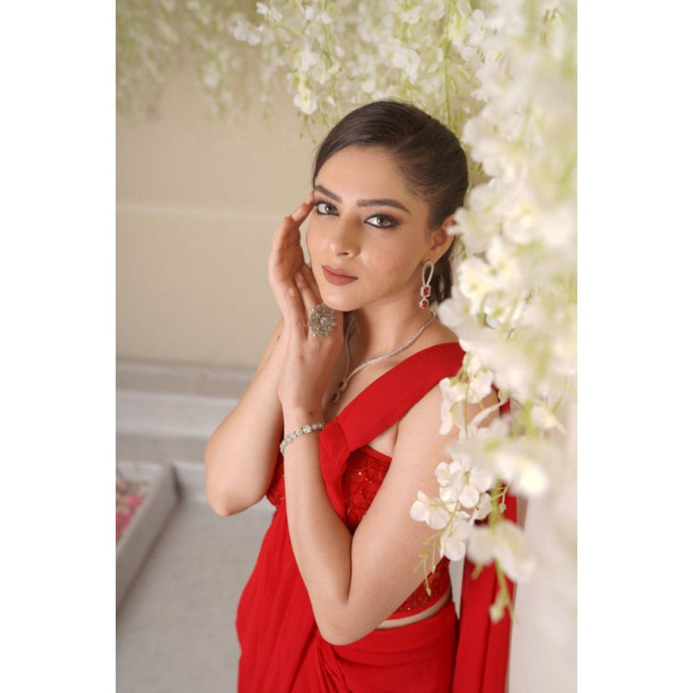 SUBTLE Amayra Corset Drape Saree with Stitched Blouse